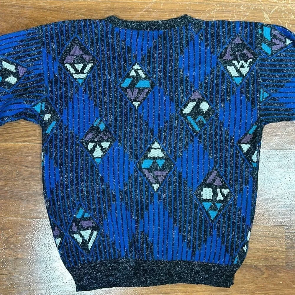 Men’s beautiful vintage ZEPPELIN sweater Size large grandpa oversized 80’s - Picture 6 of 7